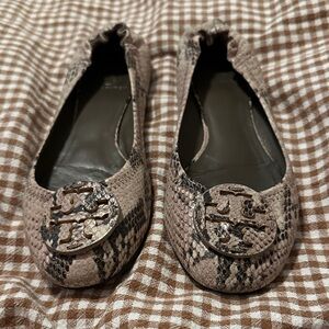 Tory Burch Reva Ballet Flats Snakeskin